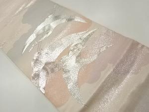 雲に群鶴模様刺繍袋帯